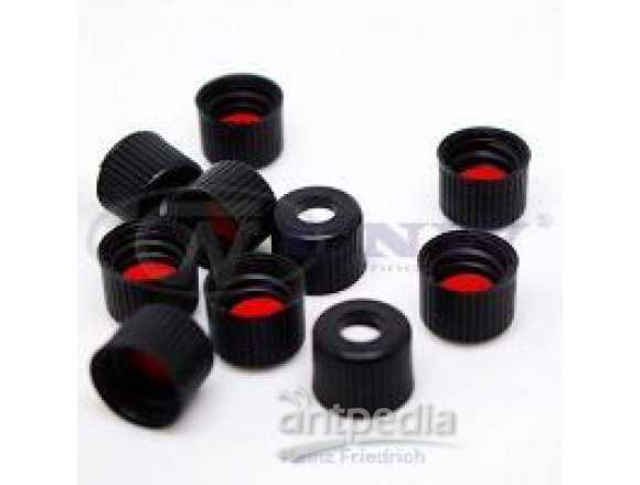 黑色10-425开孔拧盖、含红色PTFE/白色硅胶隔垫