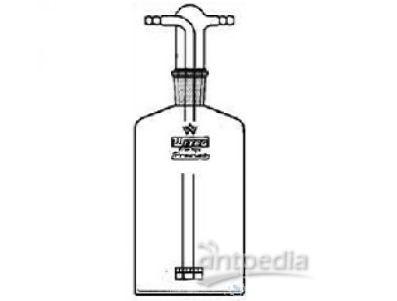 GAS WASHING BOTTLES, DRECHSEL, 500 ML, ST 29/32,  WITH SECURITY SINTERED DISC, WITH SINTERED DISC P2