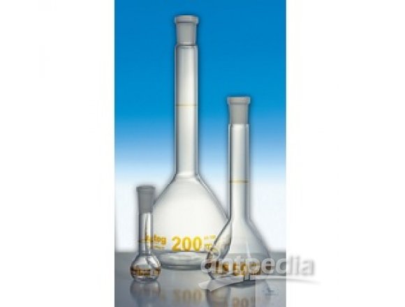 500ml A级透明容量瓶、蓝标、无顶塞、ST19/26,含CNAS计量校准实验室资质证书