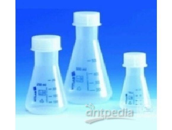 ERLENMEYER FLASKS,PP  WIDE MOUTH,TRANSPARENT,  WITH SCREW CAP,ST 19/26  250 ML