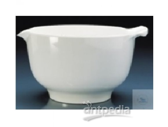 STIRRING VESSEL,WHITE,MELAMIN  WITH HANDLE AND SPOUT,  3000 ML, O.D. 200 MM, HEIGTH 140 MM