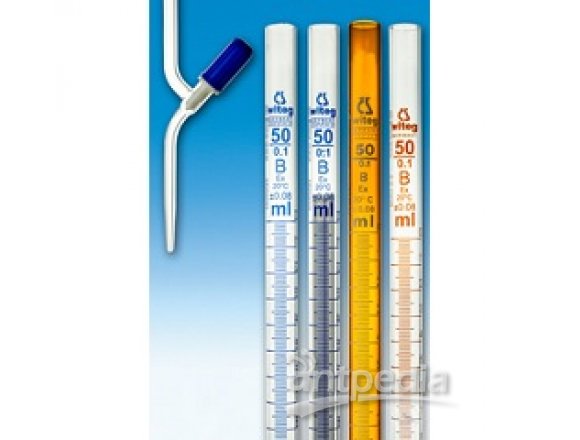 BURETTE DIN B,100 ML:0,2, WITH STRAIGHT   VALVE STOPCOCK, CLEAR GLASS