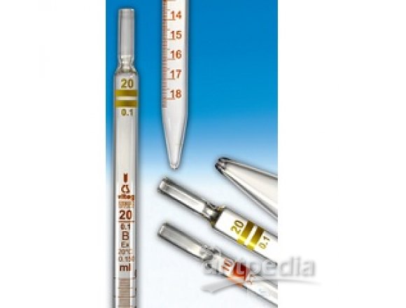 GRADUATED PIPETTES, CLASS DIN-B, 0,1:0,001 ML,  COMPLETE SWIFT DELIVERY, 0-POINT TOP, DIFFICO BROWN,  WITH MOUTH PIECE FOR COTTON PLUGGING
