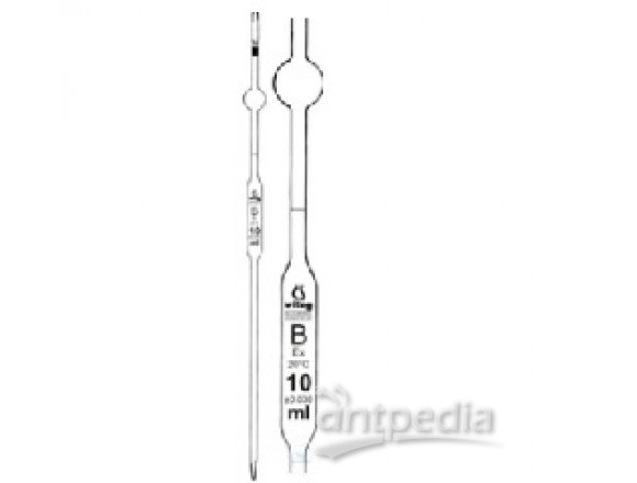 VOLUMETRIC PIPETTES  CLASS B, WITH ONE MARK  WITHOUT WAITING TIME  WITH SECURITY BULB  100 ML
