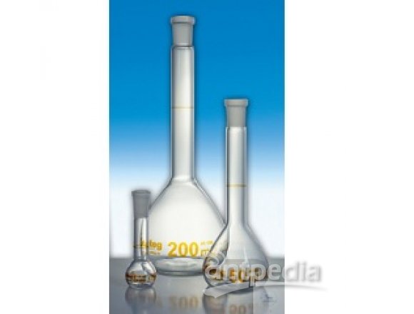 25ml透明玻璃容量瓶、AS级、带标准PE材质的顶盖