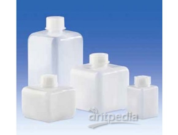 Narrow-mouth bottle, PE-LD, with screw cap, PP, square, 150 ml
