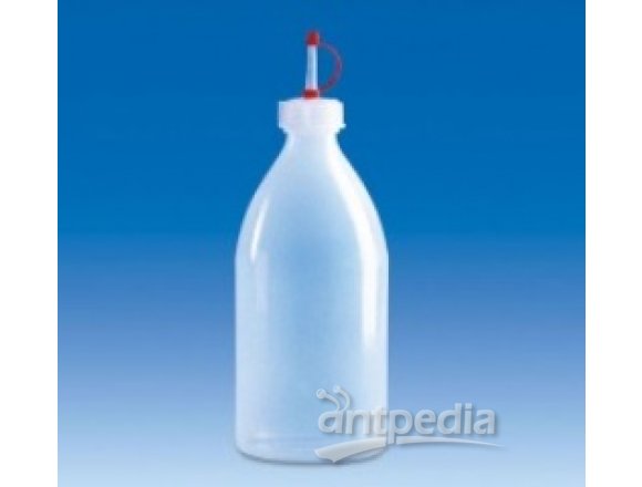 Dropping bottle, PE LD, GL 18, screw caps with dropping inserts, PE-LD, flat shoulder, 100 ml