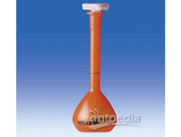VITLAB 1000ml A级聚甲基戊烯棕色具塞容量瓶，附原厂检测证书