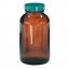 Qorpak GLC-02120 Precleaned Amber Glass Wide-Mouth Bottle, 250 mL, PTFE-lined cap, 24/Cs