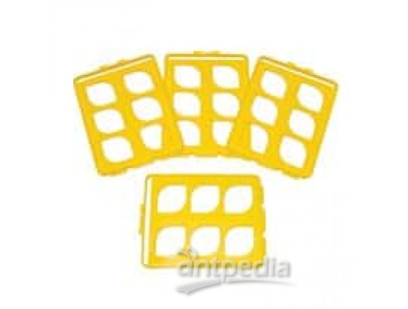 Scienceware F18745-3000 Grid Set for Switch-Grid Test Tube Rack, Holds 25-30mm Tubes, Yellow. Pack of 4.