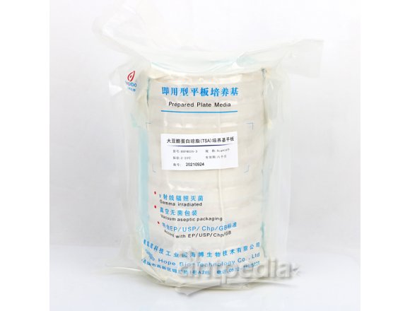 大豆酪蛋白琼脂培养基TSA平板(9cm)	HBPM034-3  	10个/包
